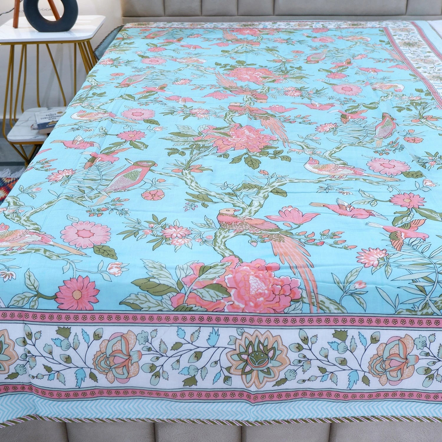 Jaipuri Dohar Blanket (Set of 2) | 100% Mulmul Cotton | Block Print | Single Bed - Rekha